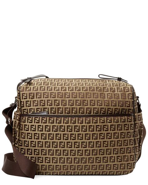 fendi ff logo diaper bag brown|Fendi baby diaper bag.